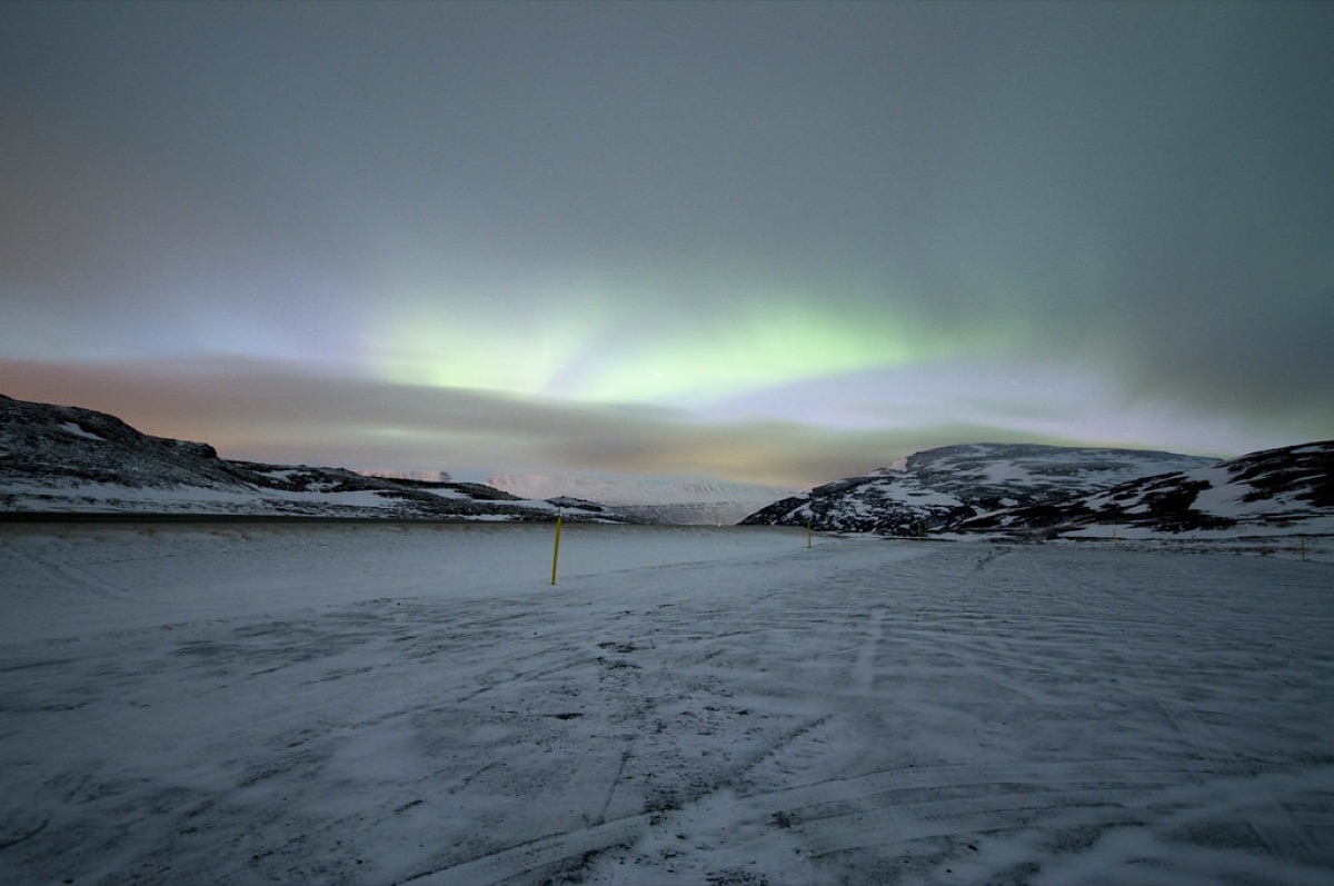 Aurora in Icelandic winter night
