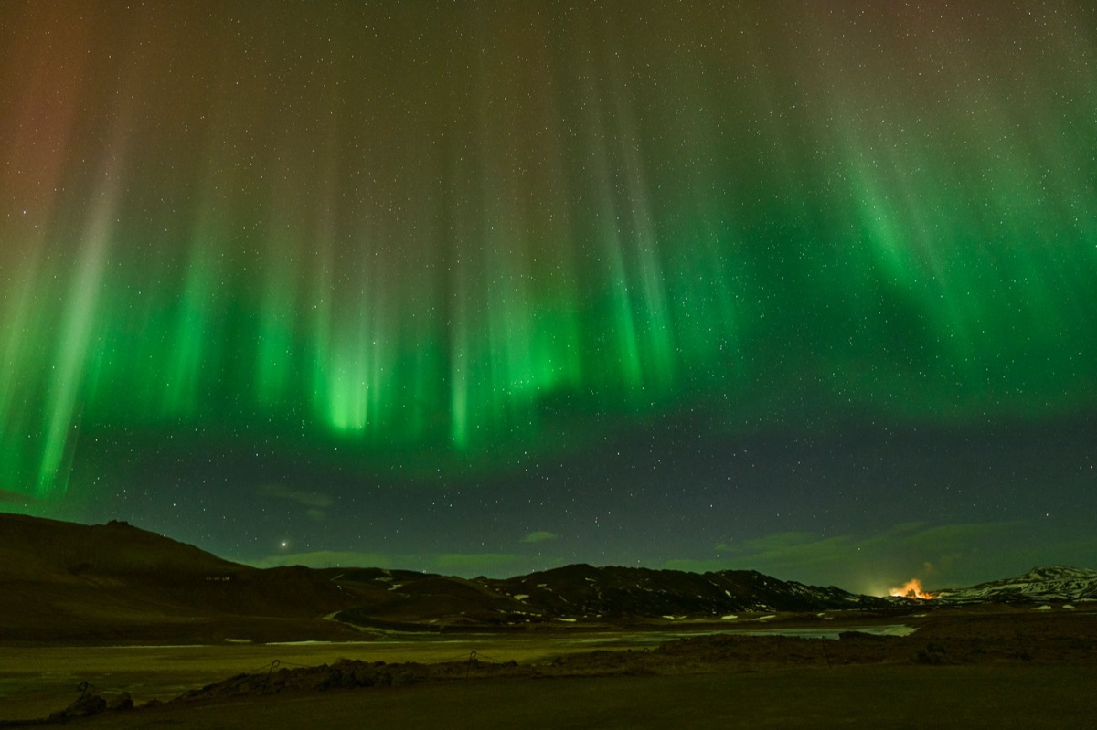 Northern lights in Icelandic wilderness