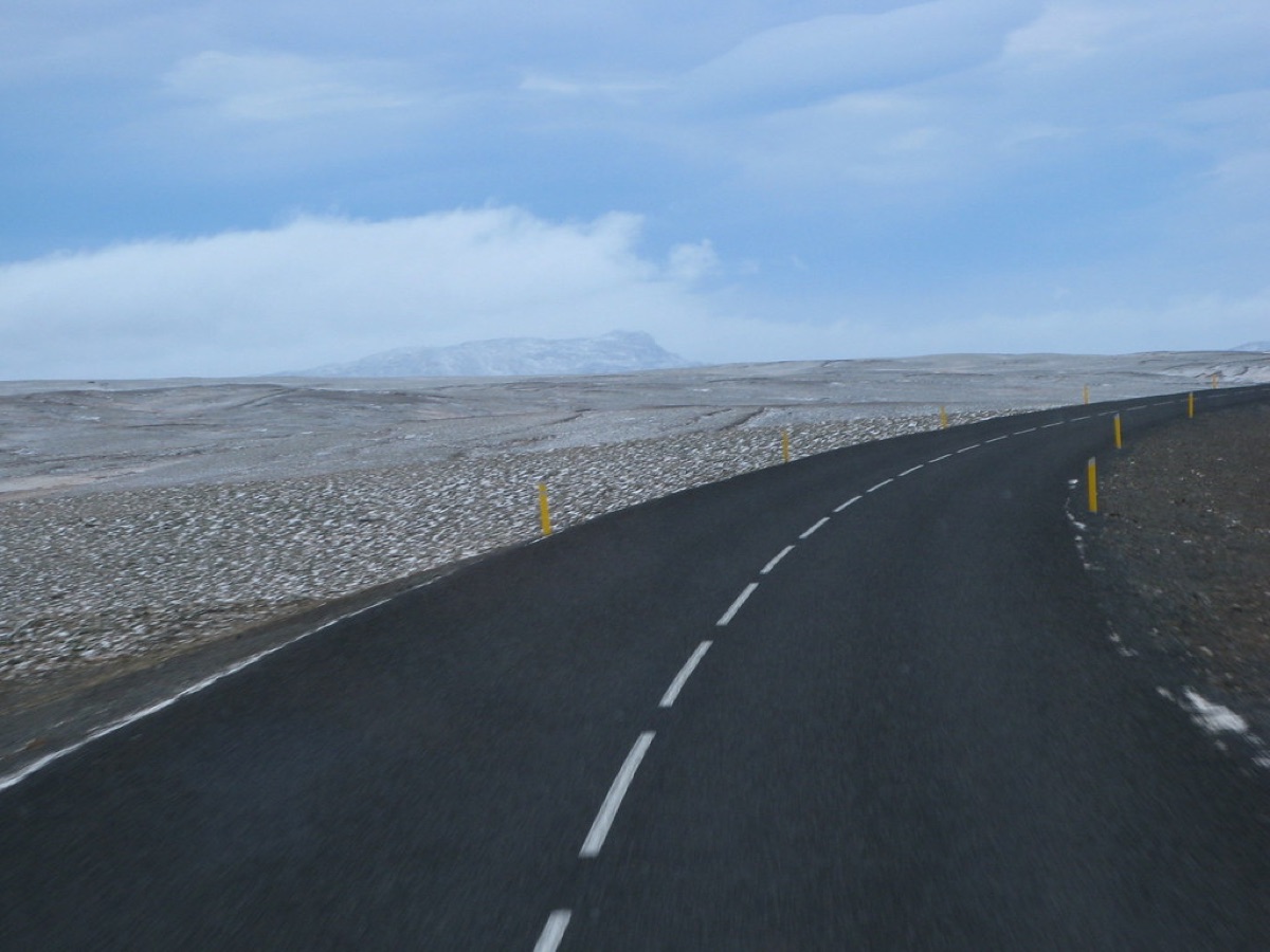 Icelandic road with snow