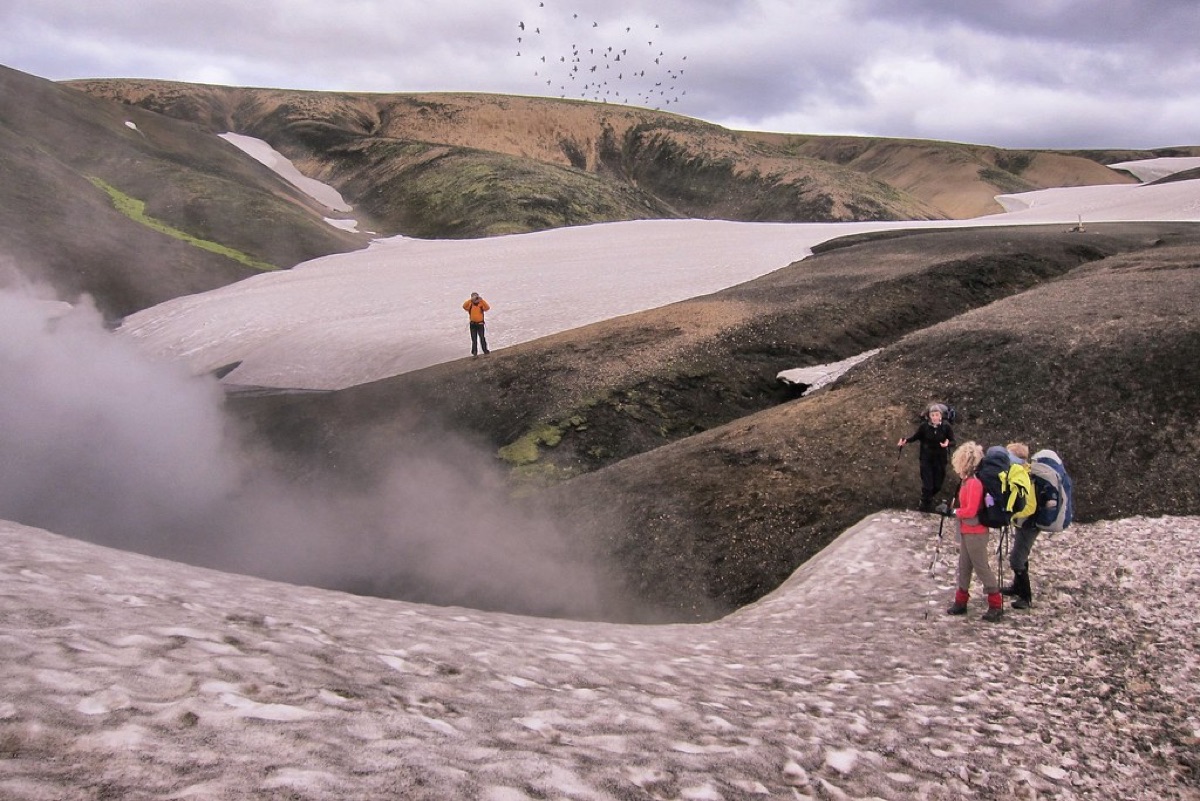 Icelandic hot spring with lava rock