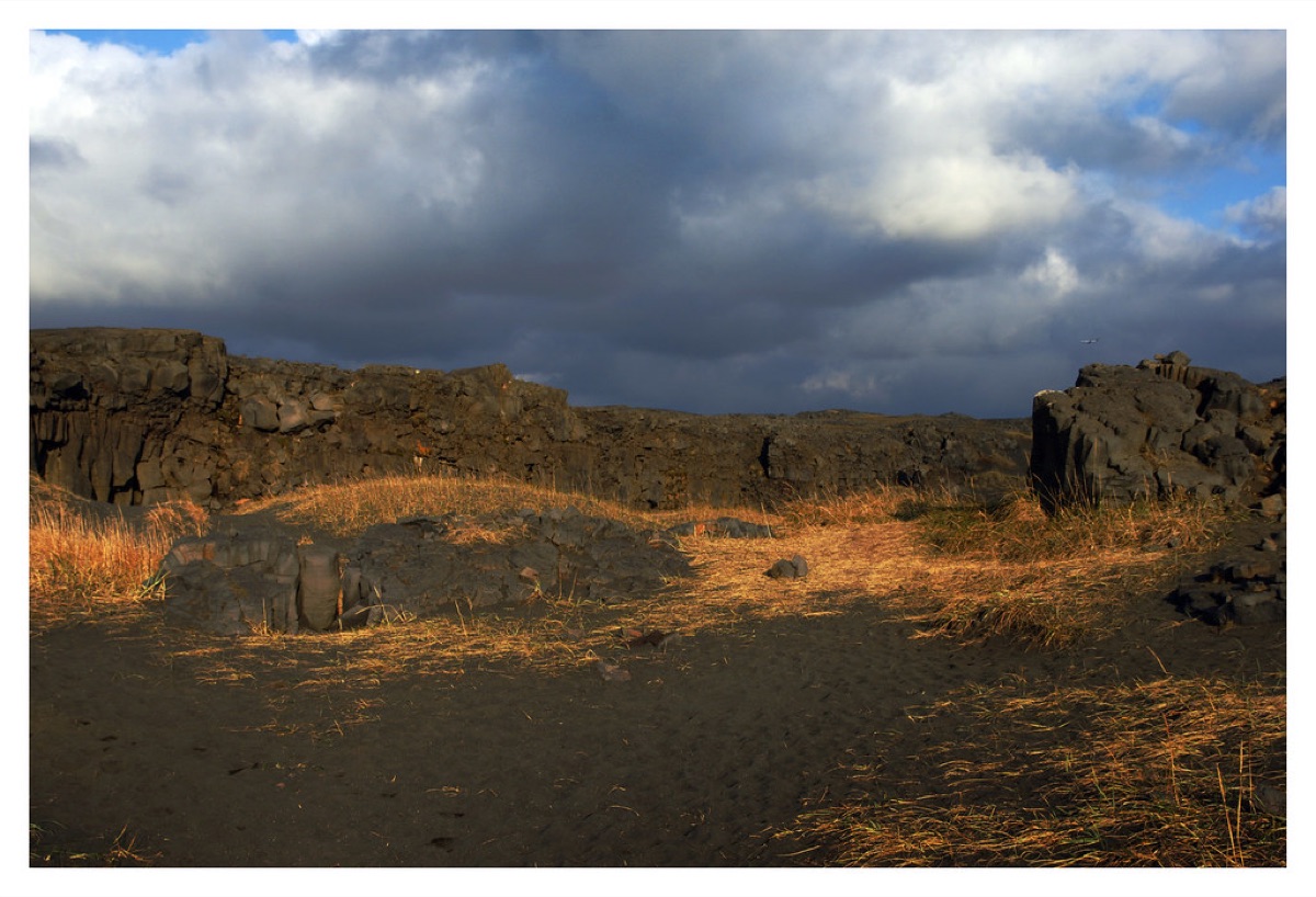 Icelandic hot spring with lava rock