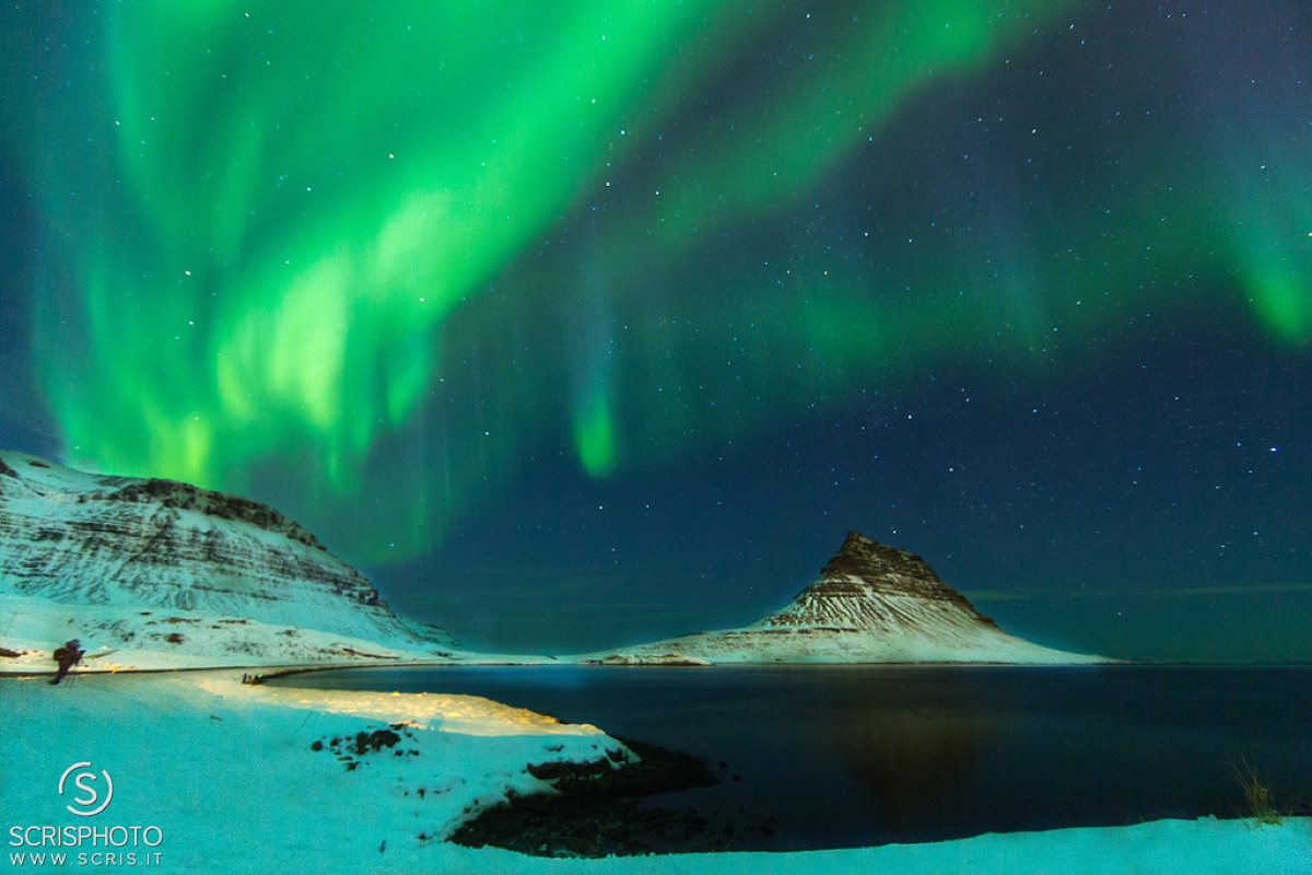 Northern lights in winter in Iceland