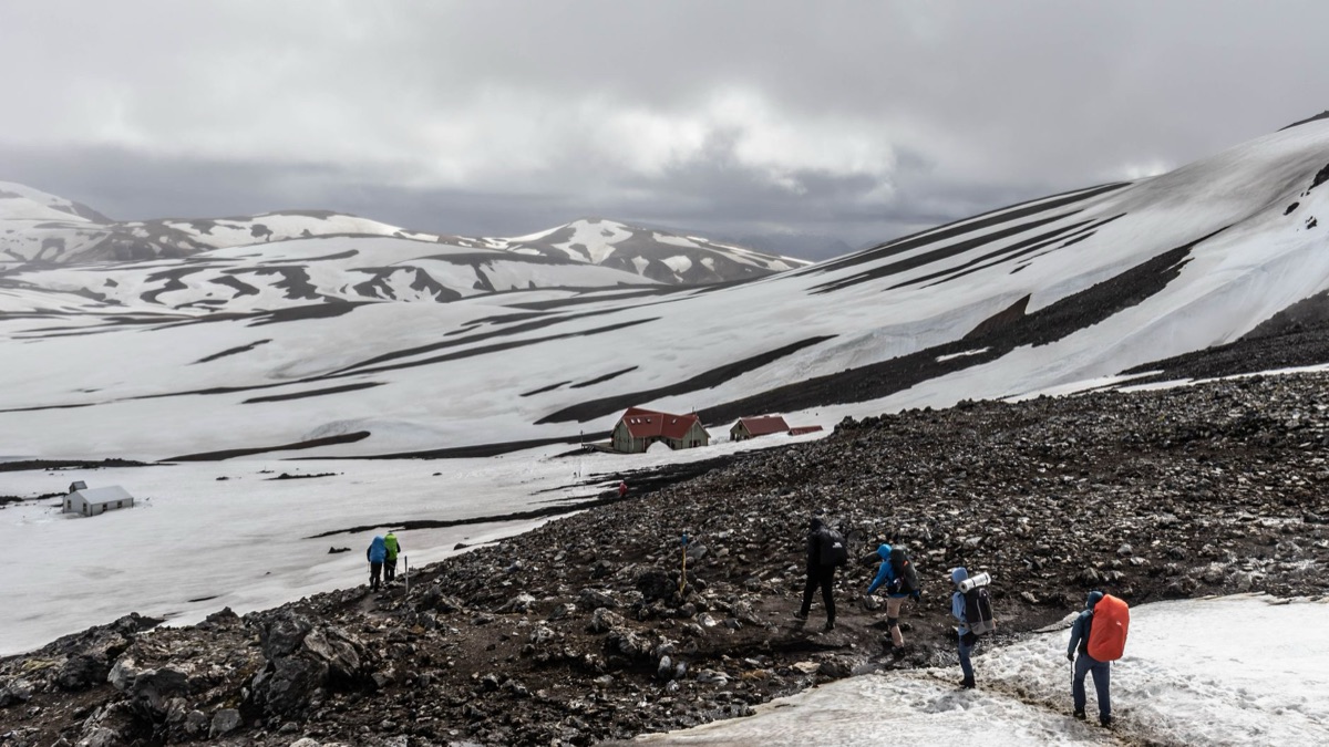 Camping trail in Iceland with natural surroundings