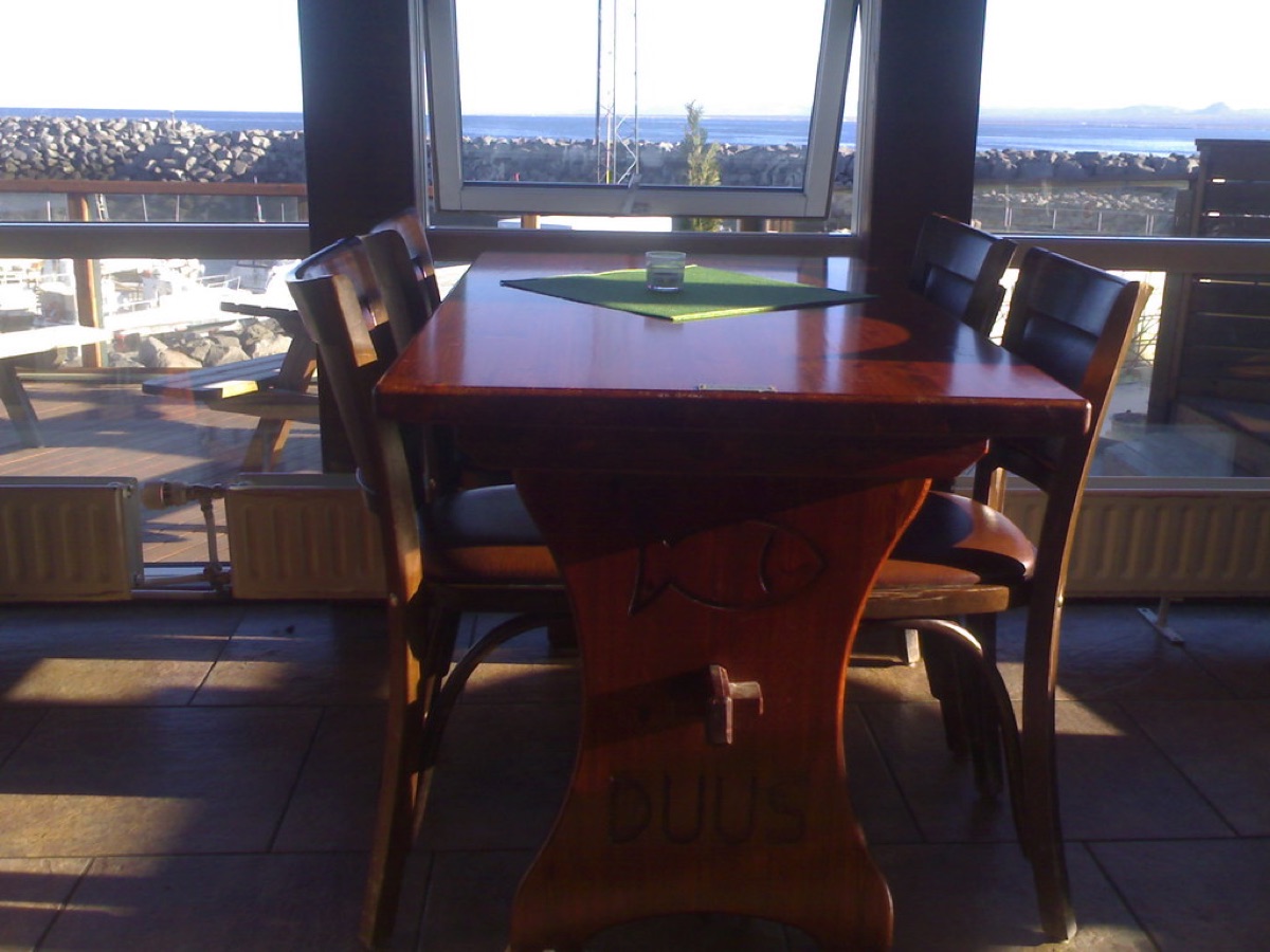 icelandic restaurant with wooden tables and bright lighting